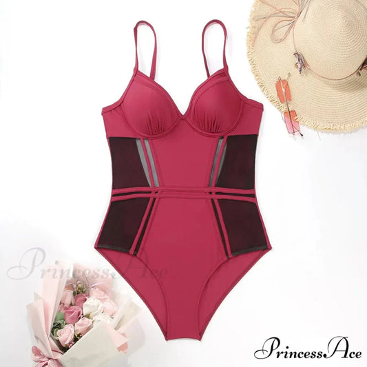 Patchwork Solid Monokini Swimsuit One Piece onepiece-250223