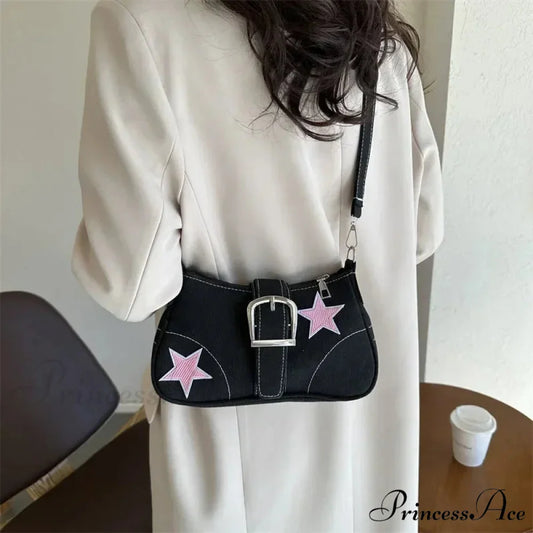 Pattern Canvas Underarm Shoulder Bag Black1 shoulder-250126