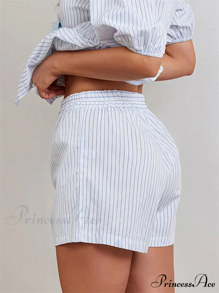 Patterned Baggy Stretchy Waist Short short-250223