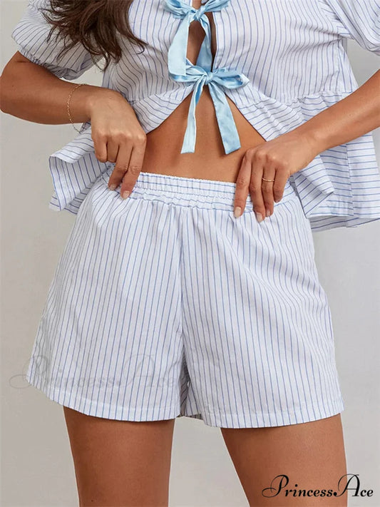 Patterned Baggy Stretchy Waist Short white / S short-250223
