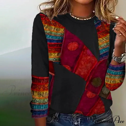 Patterned Bohemian Vintage T-Shirt Multicolor / S