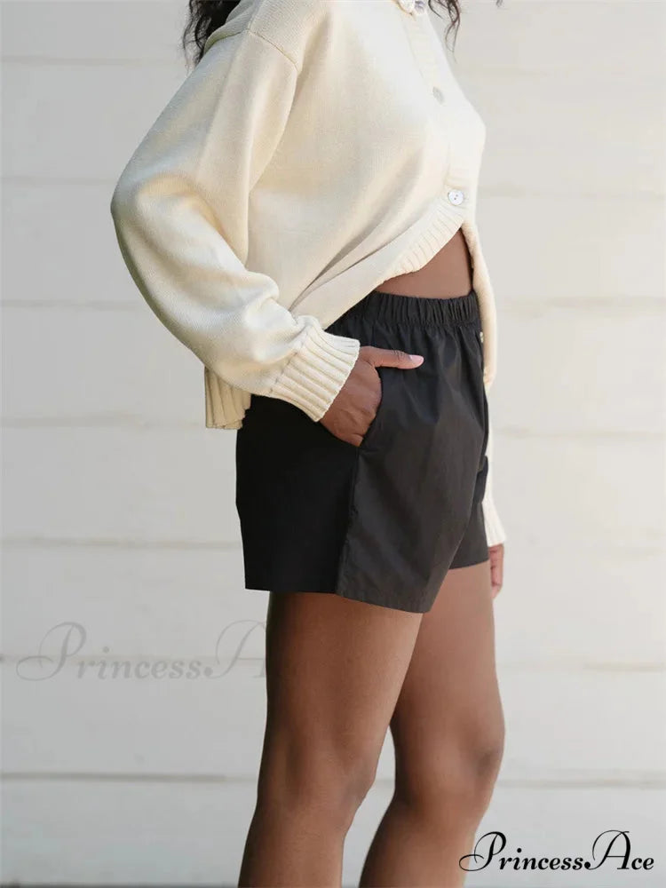 Patterned Button Tall Waist Short short-250223
