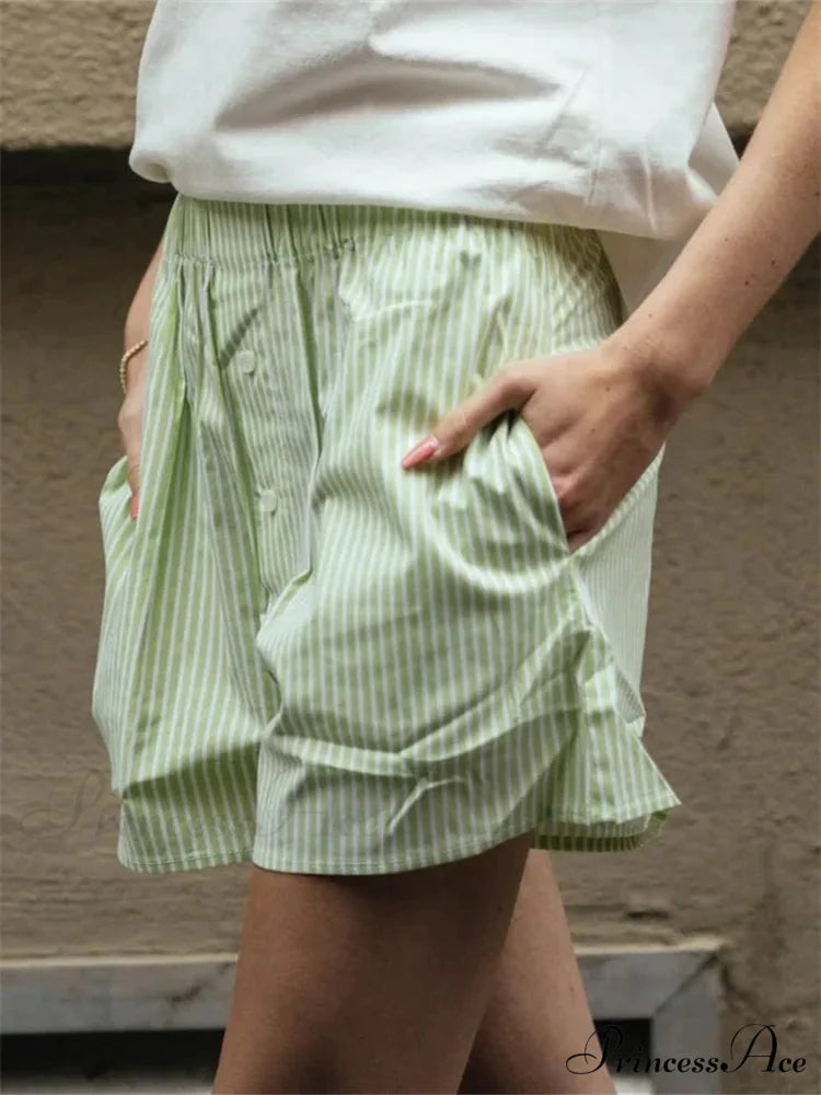 Patterned Button Tall Waist Short short-250223