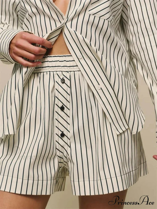 Patterned Button Wide Leg Short white / S short-250223