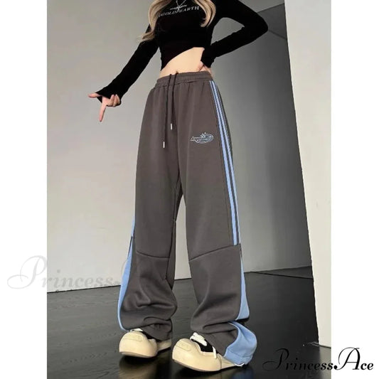 Patterned Cargo Sweatpants Informal Trousers Gray / M pants-241228