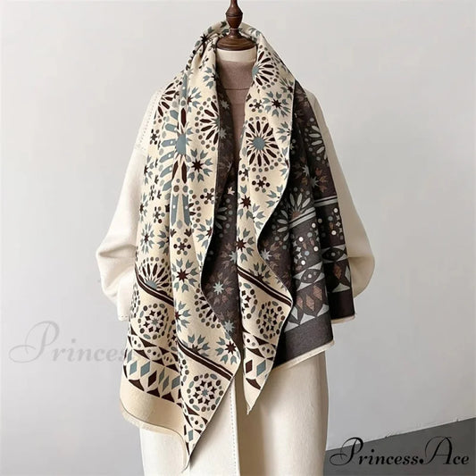 Patterned Cashmere Winter Scarf green scarf-241228