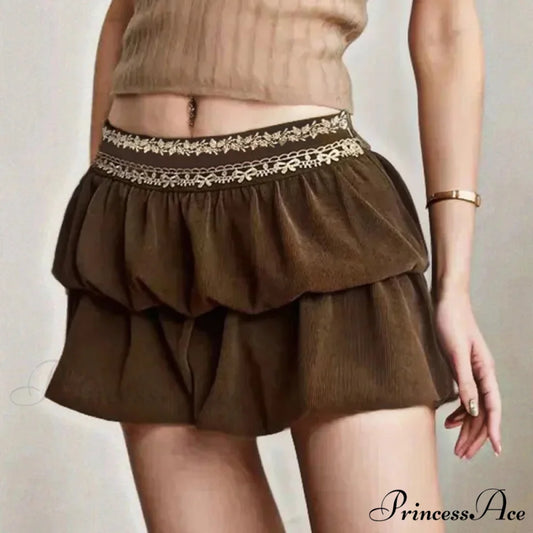 Patterned Corduroy Vintage Skirt skirts-250223