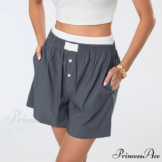 Patterned Dual-Layered Sleepwear Short Black / S