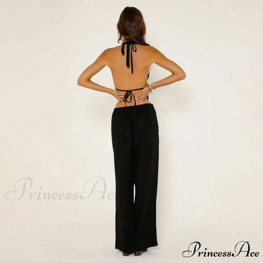 Patterned Halter Open-Back Crop Top croptop-250223