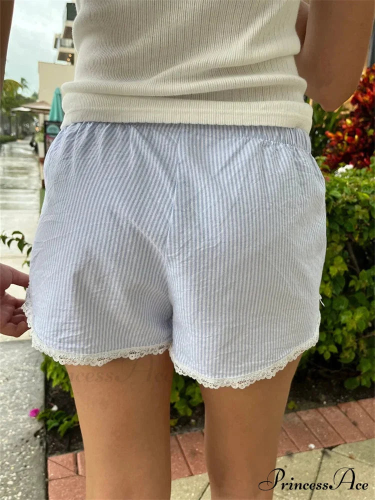 Patterned Lace Trim Informal Short short-250223
