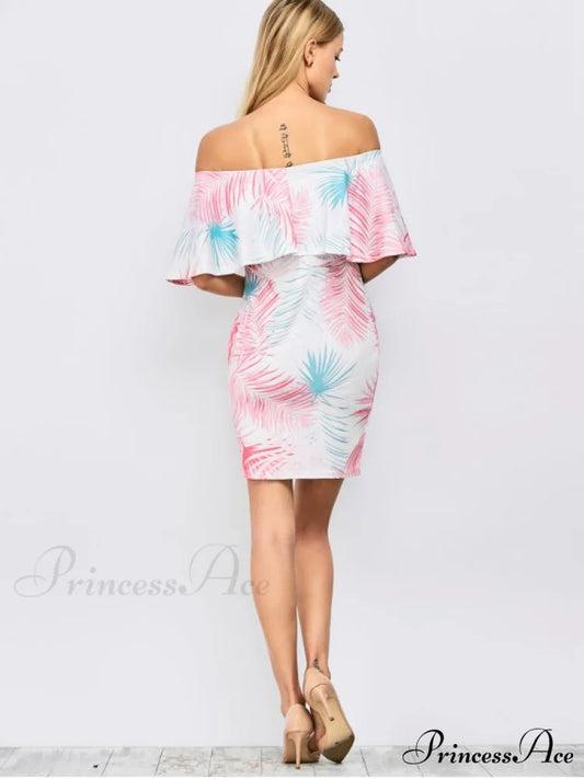 Patterned Off Shoulder Bodycon Dress