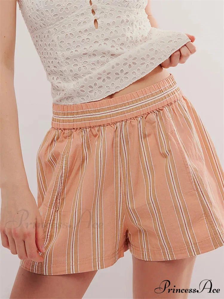 Patterned Pocket Baggy Informal Short orange / S short-250223