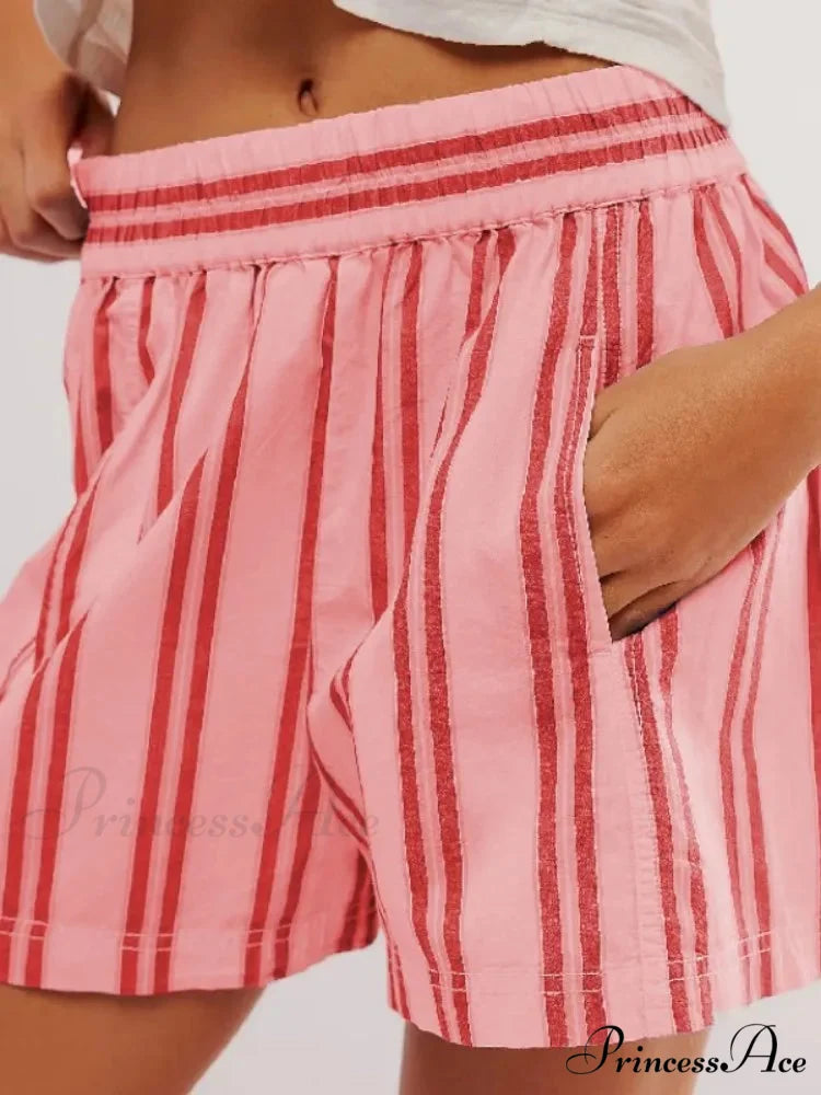 Patterned Pocket Baggy Informal Short red / S short-250223