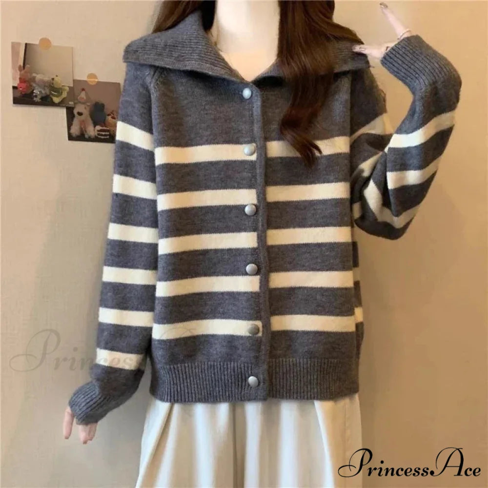 Patterned Polo Neck Slimming Cardigan cardigans-241228