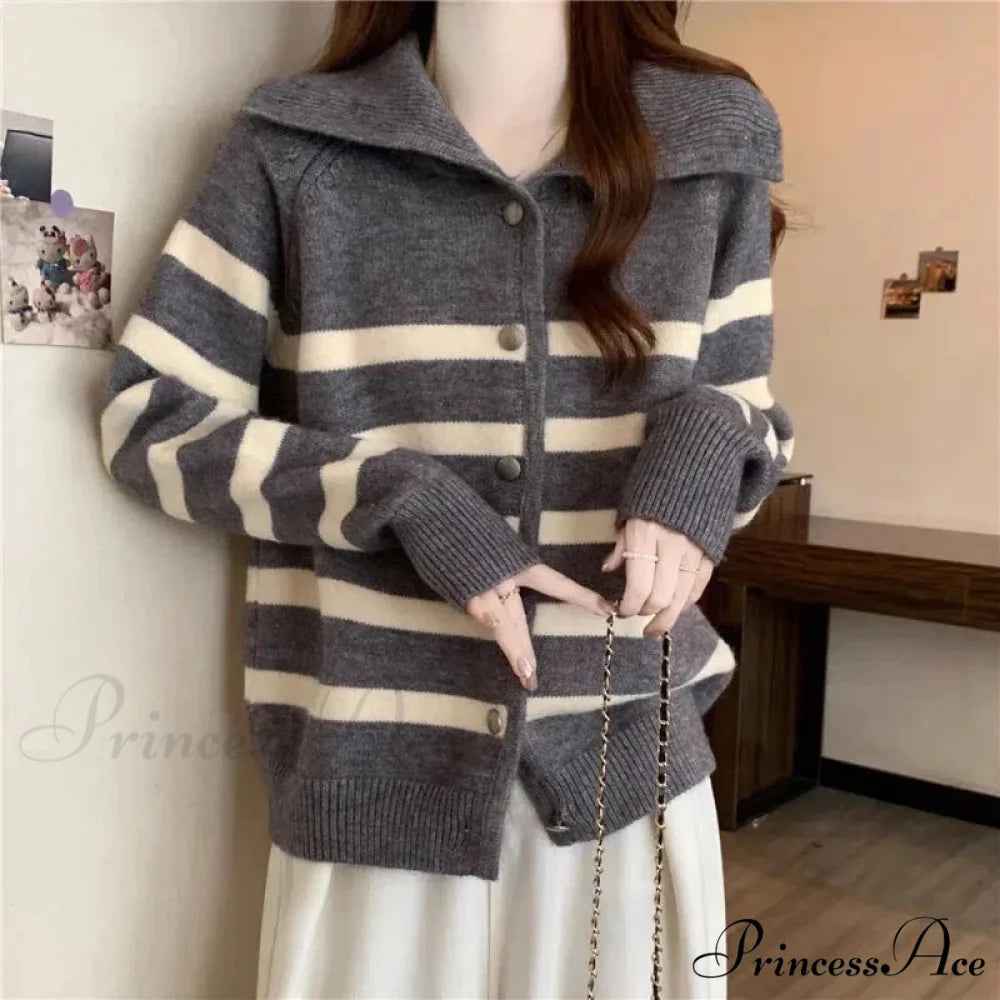 Patterned Polo Neck Slimming Cardigan cardigans-241228