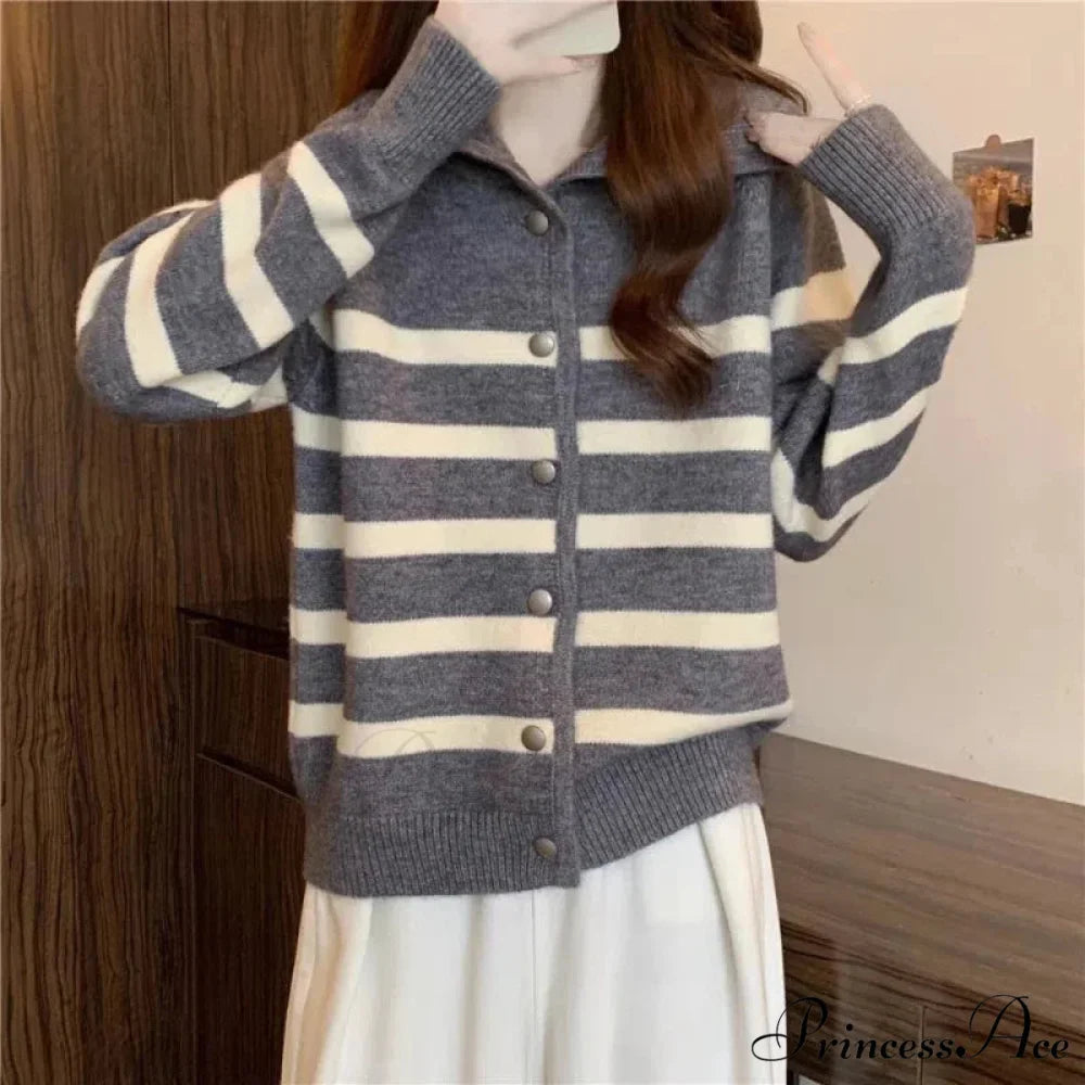 Patterned Polo Neck Slimming Cardigan cardigans-241228