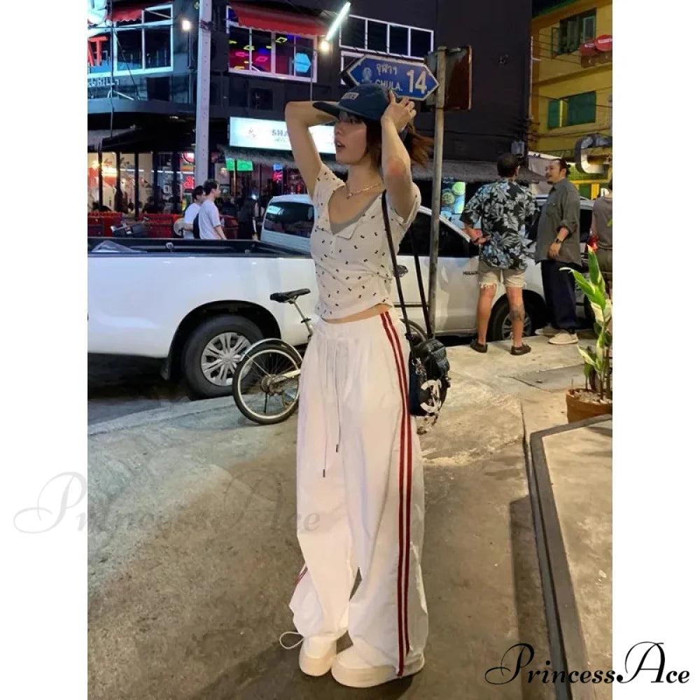 Patterned Retro Wide Leg Trousers pants-241228