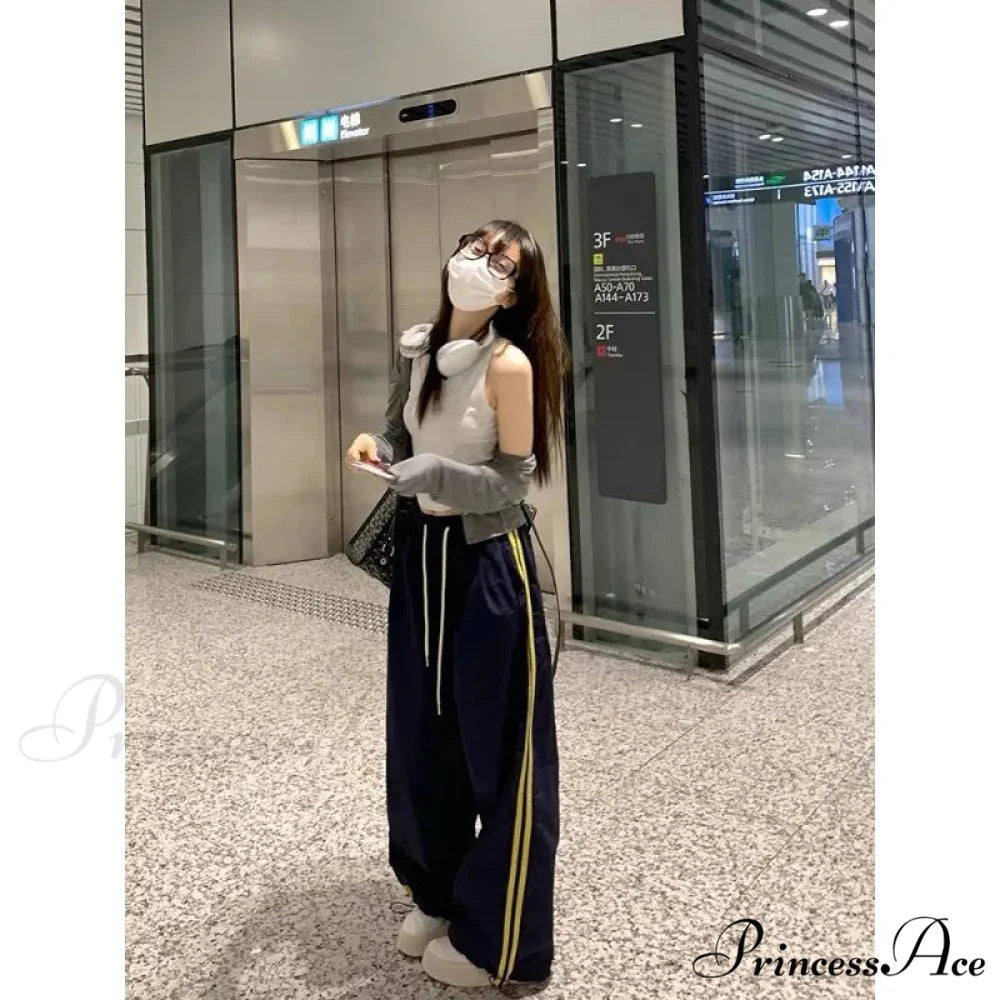 Patterned Retro Wide Leg Trousers pants-241228