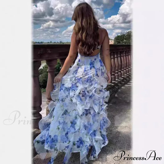 Patterned Sheer Dress Formal Dress red / S promdress-250223