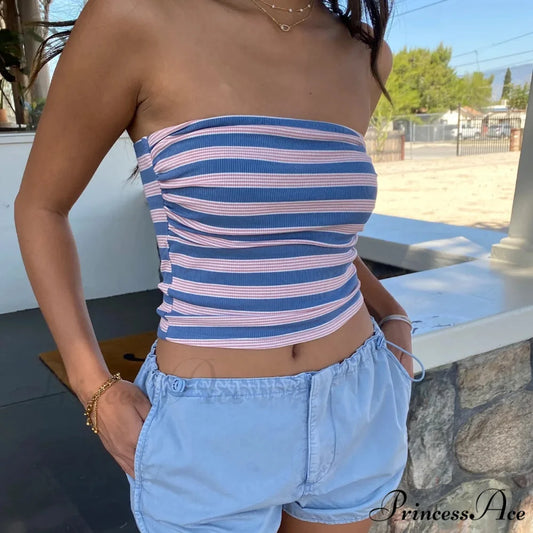 Patterned Sleeveless Bandeau Crop Top croptop-250223