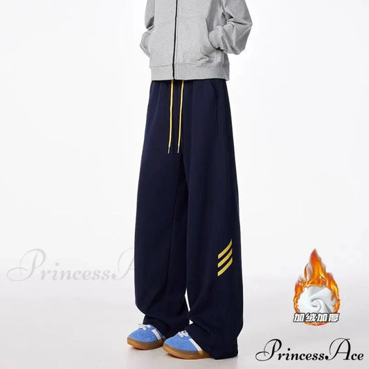 Patterned Soft Motion Baggy Trousers dark Blue / S pants-241228