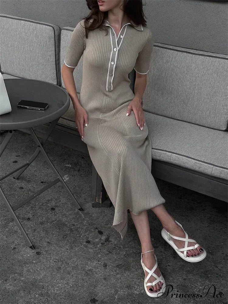 PENELOPE KNITTED Stylish MAXI DRESS Grey / S