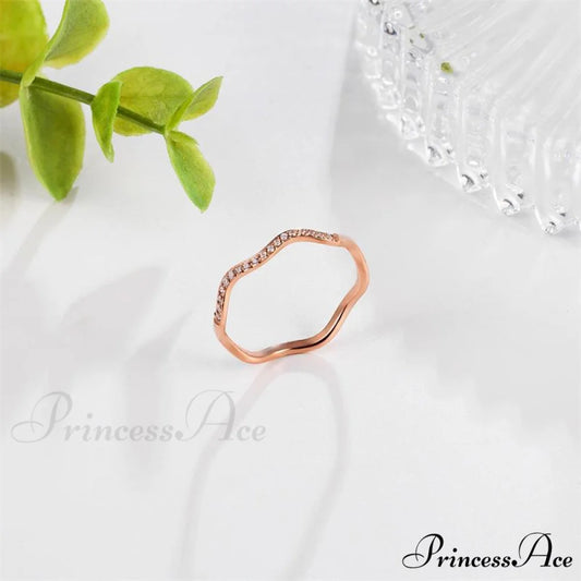 Personalized Irregular Curved Edge Rose Gold Ring