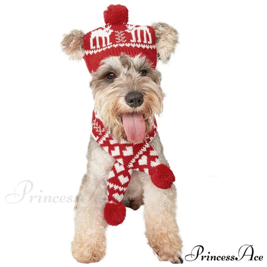 Pet Cat Dog Knitting Scarf Hat Set