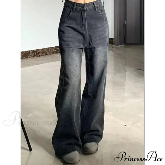 Petite High-Waisted Draped Straight-Leg Women’s Loose-Fit Slimming Pants Vintage Versatile Style For All Seasons Jeans