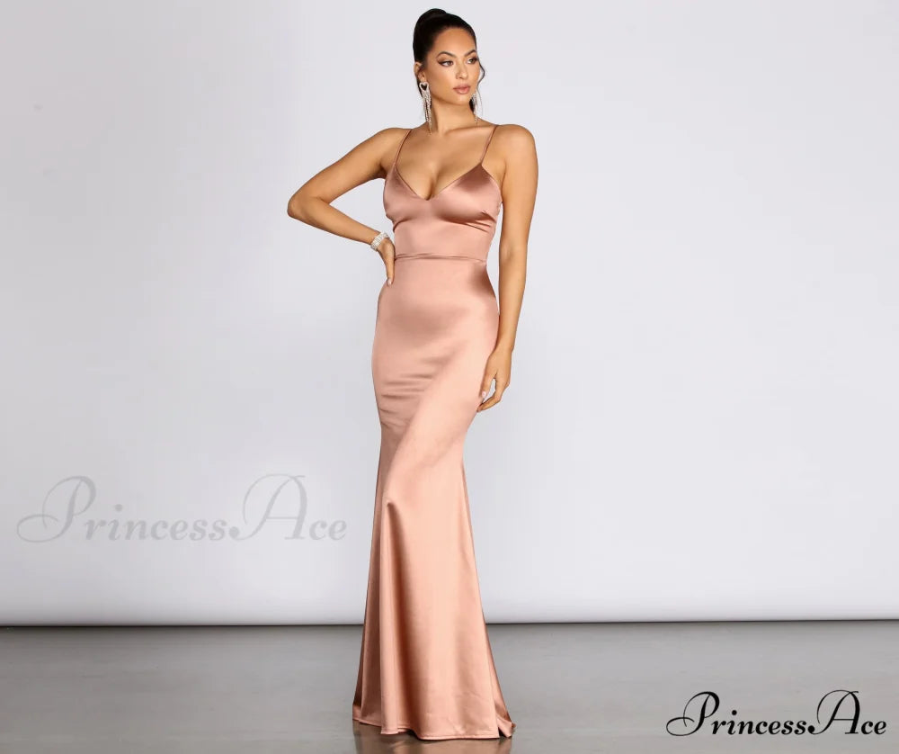 Phoebe Strappy Stylish Back Mermaid Dress MAUVE / XS