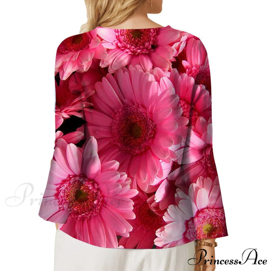 Pink Chrysanthemum Graphics 3D Printed T-shirt