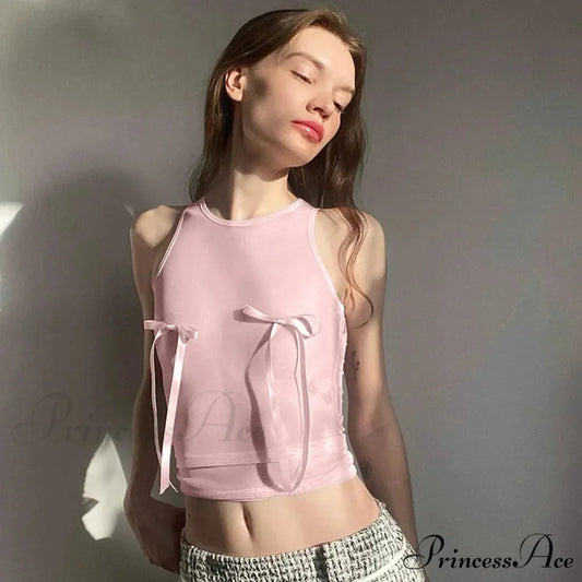 Pink Crop Female Sleeveless Vests Streetwear Y2k Fairy Grunge Summer Solid Color Tube Babys Women’s Clothing Tank top