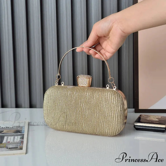 Pink Gold Sparkling Evening Clutch Shoulder Bag Gold clutchbag-250126