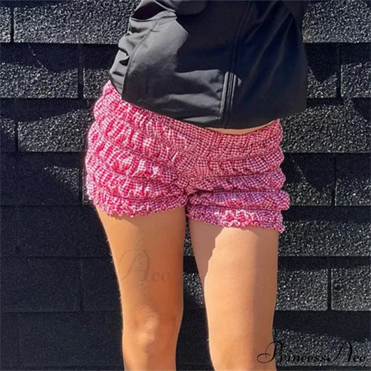 Plaid Frilled Tiered Brief Pink / S short-250223