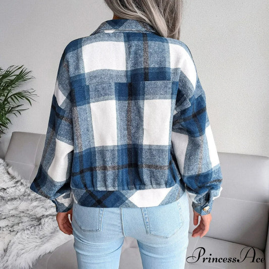 Plaid Vintage Pockets Oversized Jacket