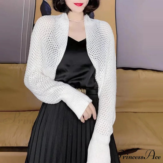 Plain Hue Slim Sun Protection Korean Fashion Extended Knitted Cardigan WHITE / One Size cardiagn-250126