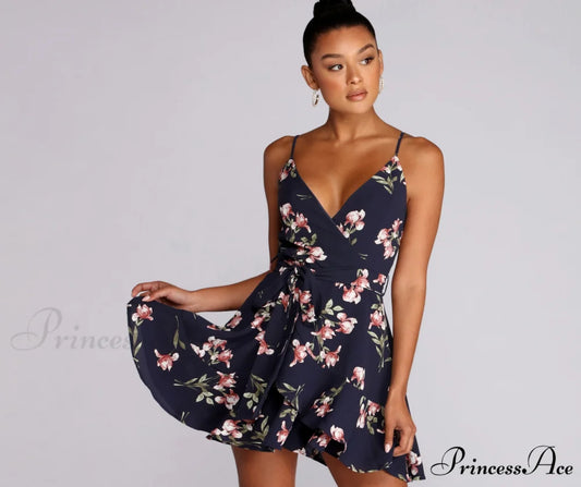 Plant One On Charming Floral Skater Dress NAVY / XS