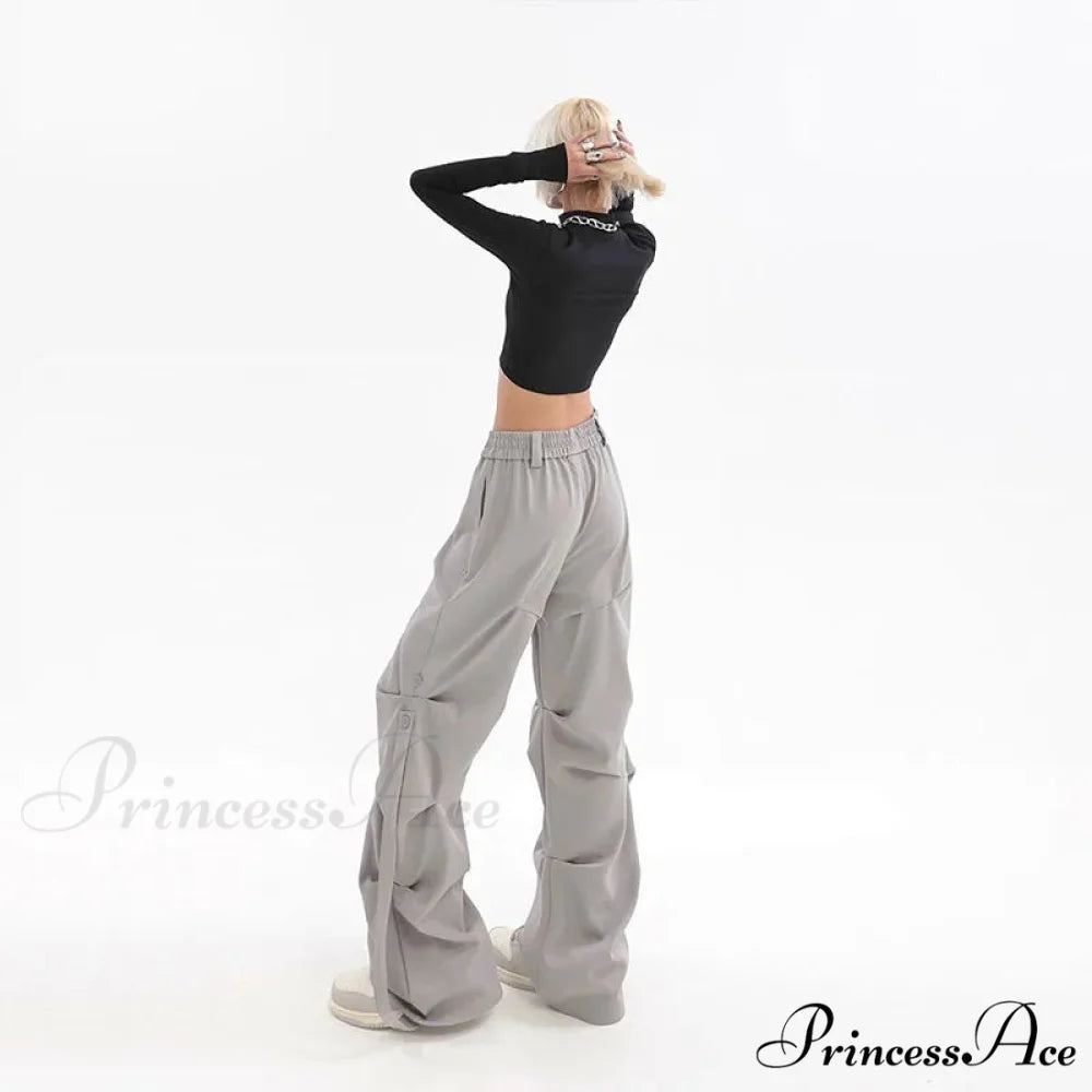 Pleated Cargo Urban Wide Trousers pants-241228