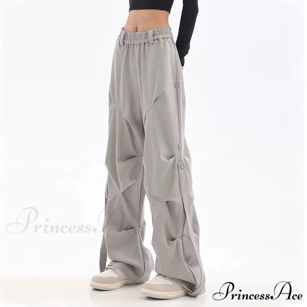 Pleated Cargo Urban Wide Trousers pants-241228