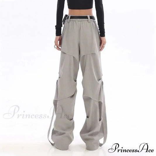 Pleated Cargo Urban Wide Trousers pants-241228