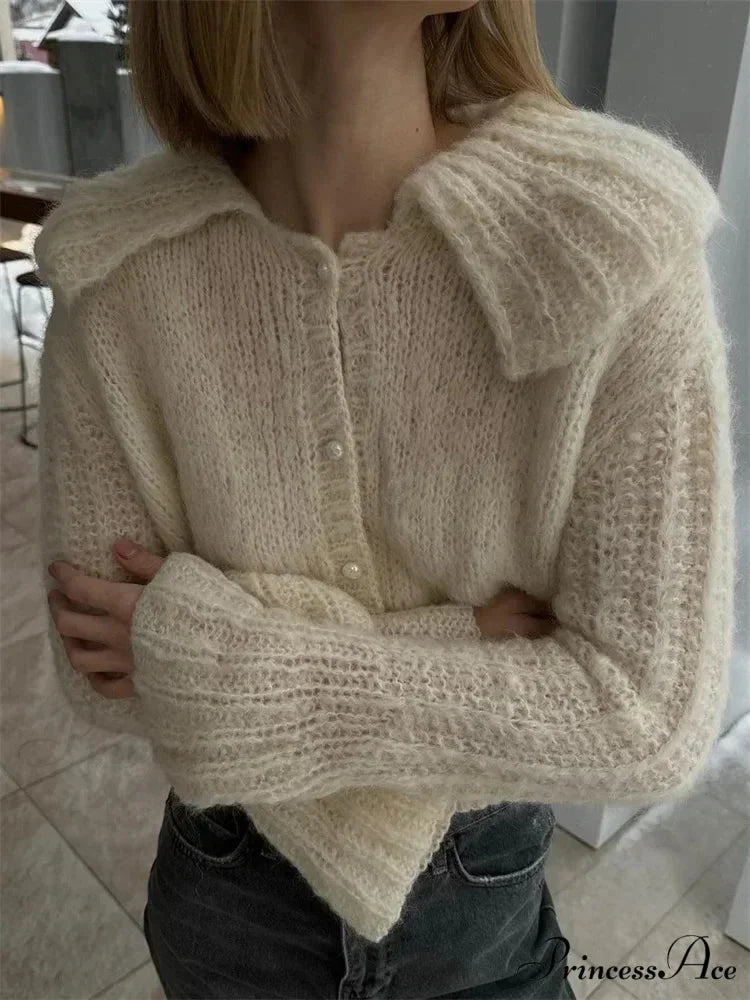 Pleated Lapel Patchwork 2000s Cardigan cardigans-241228