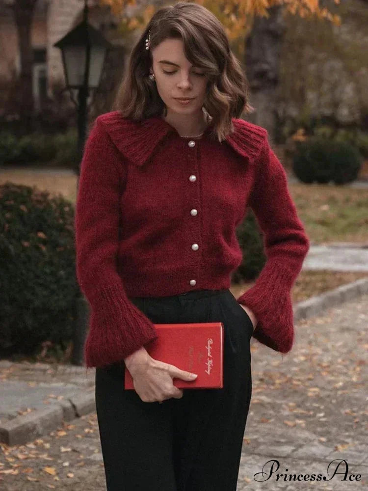 Pleated Lapel Patchwork 2000s Cardigan cardigans-241228