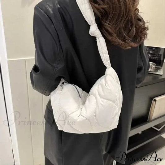 Pliable Puffer Cotton Quilted Crossbody Bag White crossbody-250126