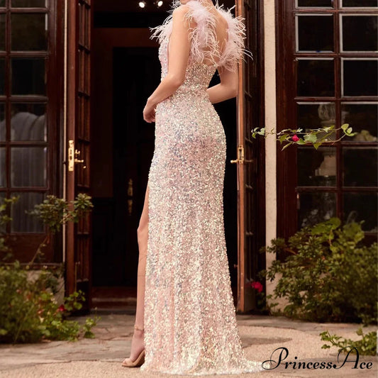 Plume Crimson Tall Waist Prom Gown promdress-250223