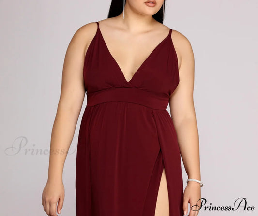 Plus Galilea Formal Charming High Slit Dress
