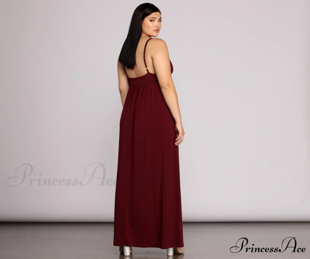 Plus Galilea Formal Charming High Slit Dress