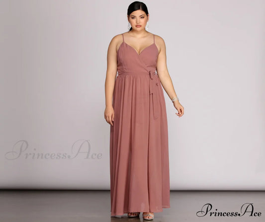 Plus Helena Formal Charming Sleeveless Chiffon Dress MAUVE / 1X