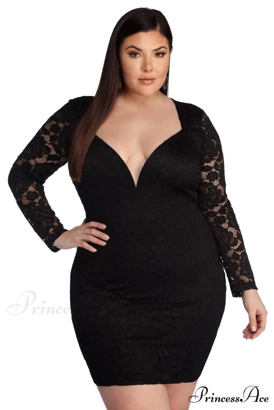Plus Laced Stylish With Curves Dress BLACK / 1X