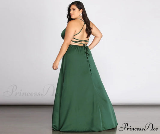 Plus Vera Satin Charming Lace Up Formal Dress