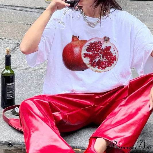 Pomegranate 90s Vintage Fruit T-shirt WHITE / S t-shirt-250223